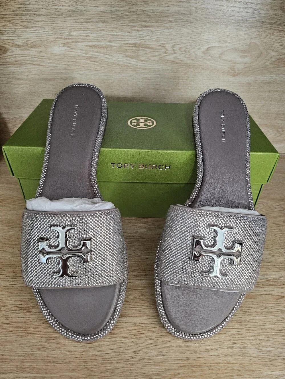 Tory Burch Everly Slide Dark Clay. Size 9
